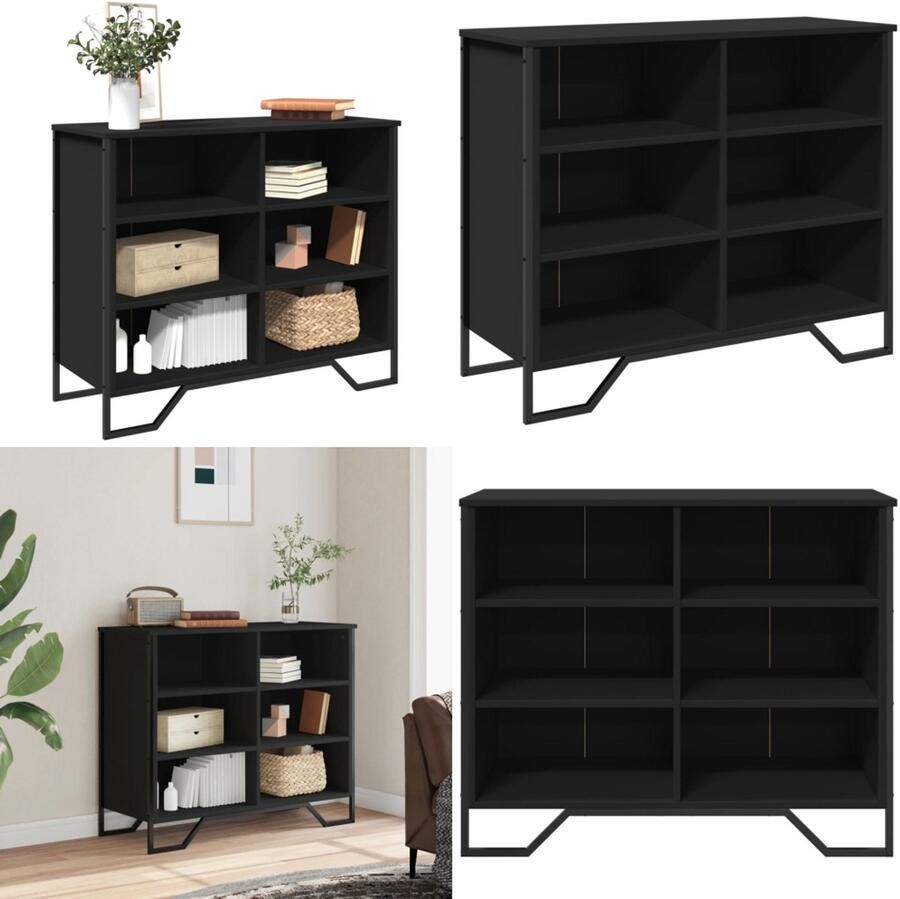 VidaXL Dressoir 91x35 5x74 5 cm bewerkt hout zwart Dressoir Dressoirs Kast Wandkast