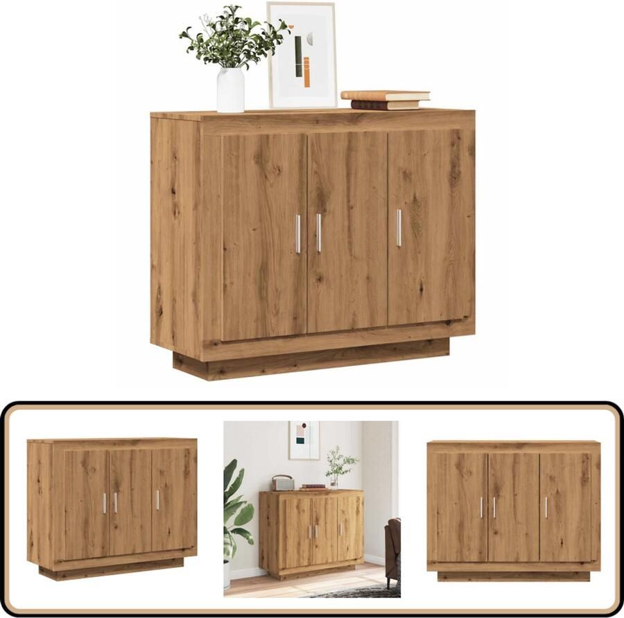 VidaXL Dressoir 92x35x75 cm Bewerkt hout Artisan eiken Dressoir Houten Dressoir Opbergkast Salontafel Livingroom Furniture
