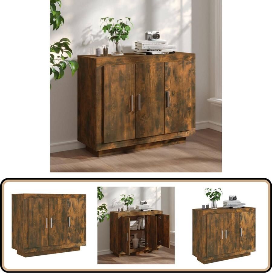 VidaXL Dressoir 92x35x75 cm Gerookt Eiken Hout Dressoir Houten Dressoir Vintage Dressoir Landelijk Dressoir Modern Dressoir