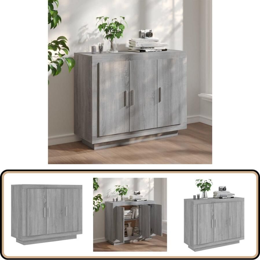 VidaXL Dressoir 92x35x75 cm Grijs Sonoma Eiken Dressoir Grijze Dressoirs Houten Dressoirs Salontafel Tv Tafel