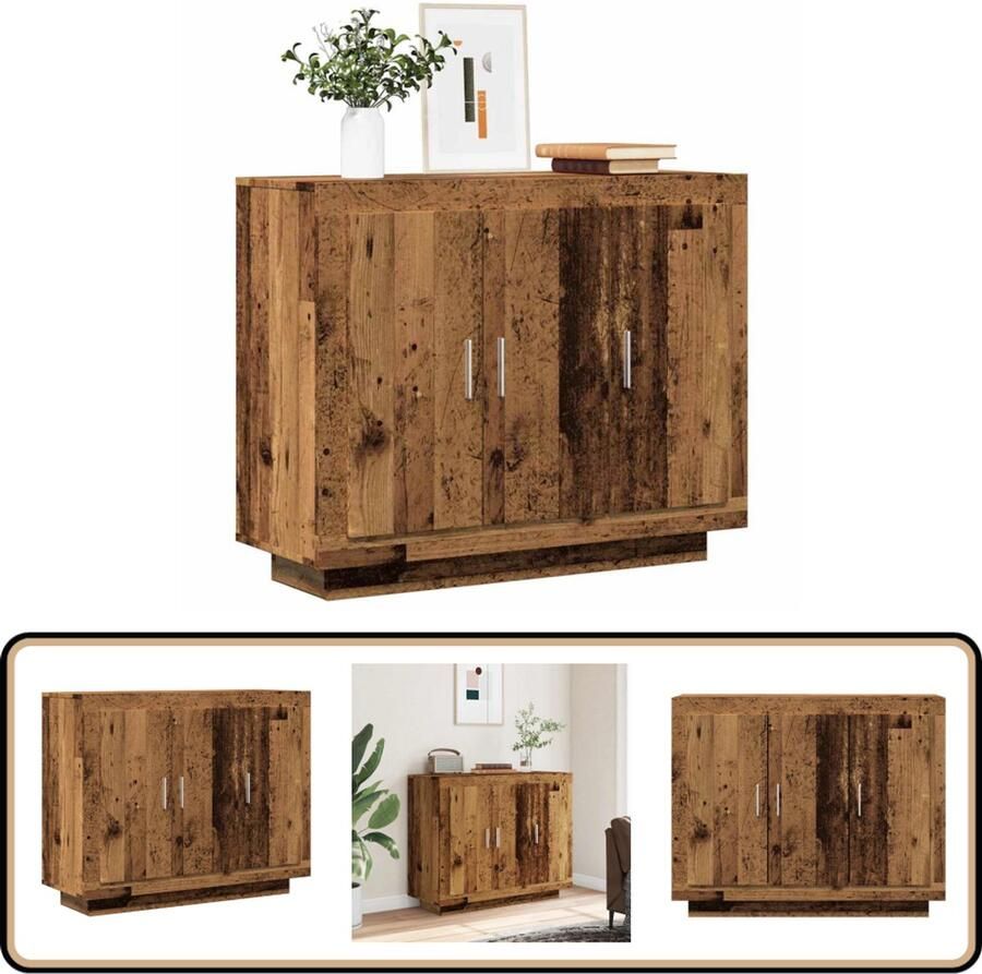 VidaXL Dressoir 92x35x75 cm Bewerkt hout Oud hout Dressoir Houten Dressoir Opbergkast Woonkamer Meubels Slaapkamer Meubels
