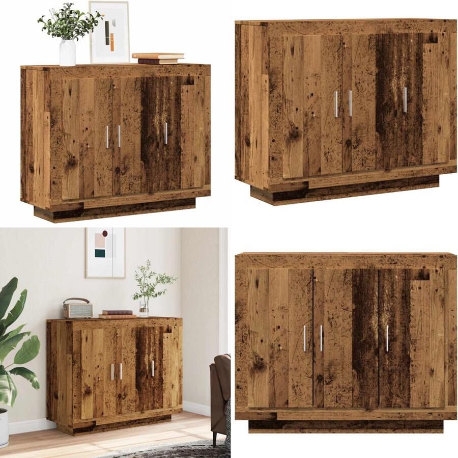 VidaXL Dressoir 92x35x75 cm bewerkt hout oud houtkleurig Dressoir Dressoirs Opbergkast Wandkast