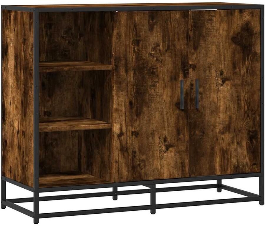 VidaXL Dressoir 92x35x76 cm Gerookt Eiken Dressoir Kast Opslagoplossing Industrieel Design Modern Meubilair - Foto 2
