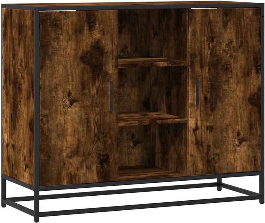 VidaXL Dressoir 92x35x76 cm Gerookt Eiken Dressoir Meubels Industrieel Meubilair Houten Dressoir Opbergkast