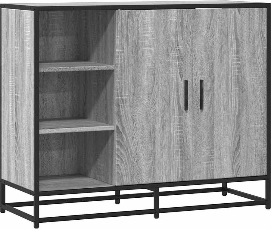 VidaXL Dressoir 92x35x76 cm bewerkt hout grijs sonoma eikenkleurig