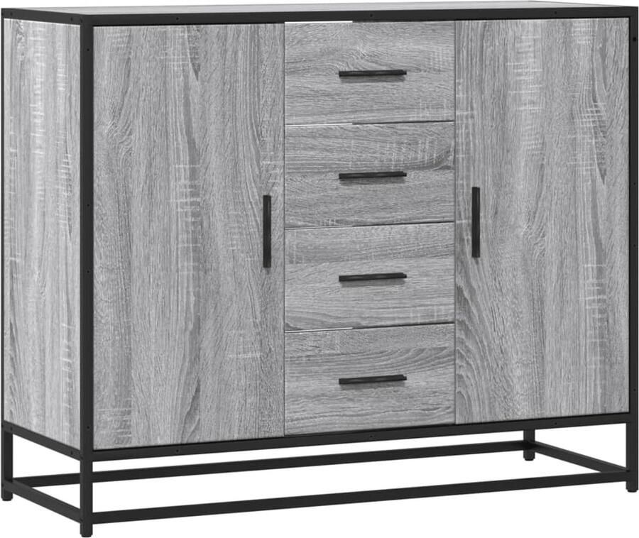 VidaXL Dressoir 92x35x76 cm bewerkt hout grijs sonoma eikenkleurig