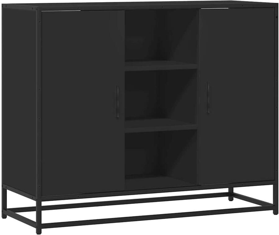 VidaXL Dressoir Zwart 92x35x76 cm Bewerkt hout Dressoir Commode Opbergkast Industrieel Meubilair Houten Dressoir - Foto 2
