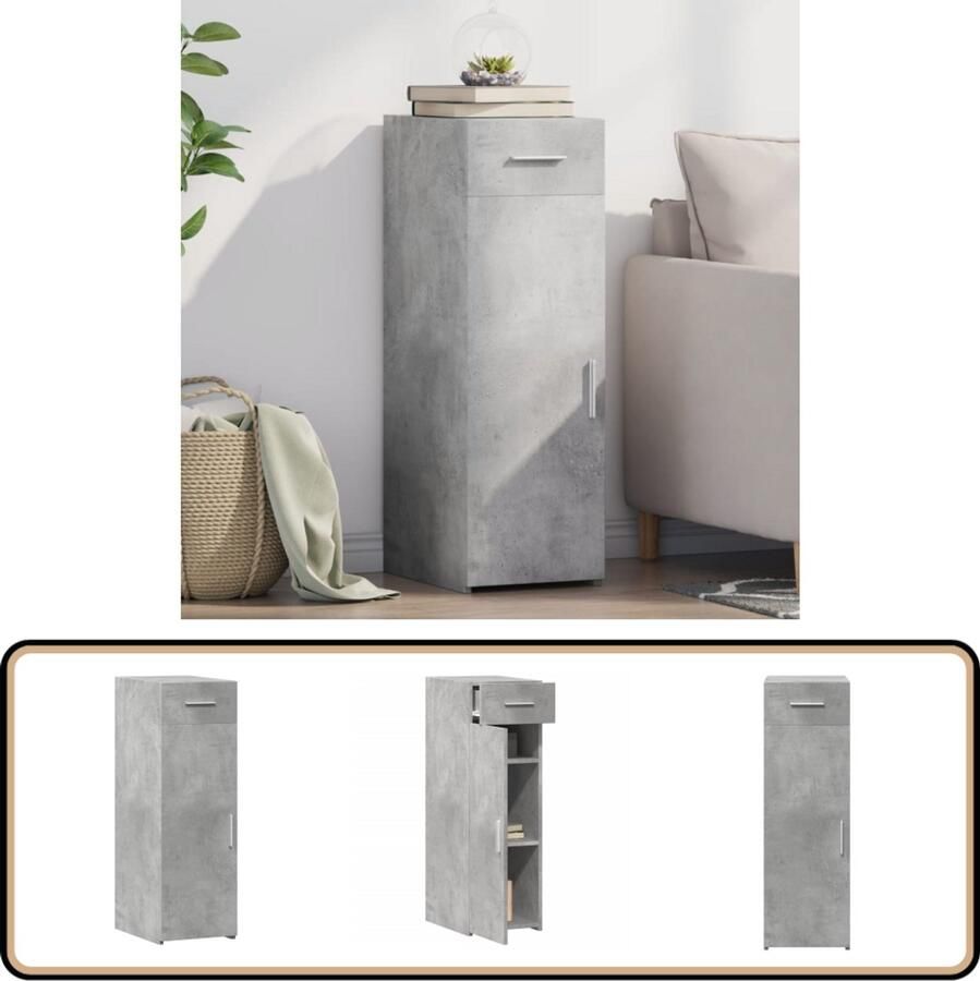 VidaXL Dressoir 30x42 5x93 cm Bewerkt hout Betongrijs Dressoir Scandinavisch Design Houten Dressoir Betonnen Grijze Dressoir Opbergkast