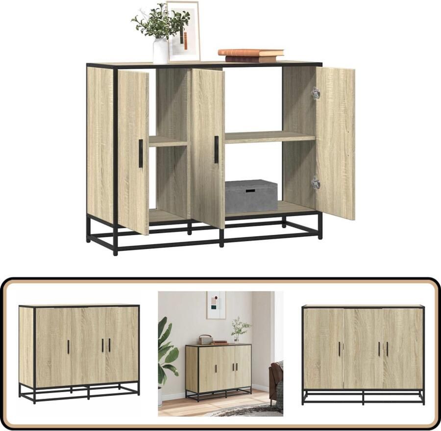 VidaXL Dressoir Sonoma Eiken 94x35x76 cm Dressoir Keukenopslag Salontafel Houten Meubels Industrieel Design