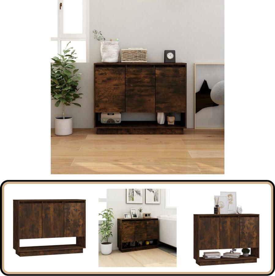 VidaXL Dressoir 97x31x75 cm Gerookt Eikenhout Dressoir Opbergkast Salontafel Houten Dressoir Landelijke Stijl