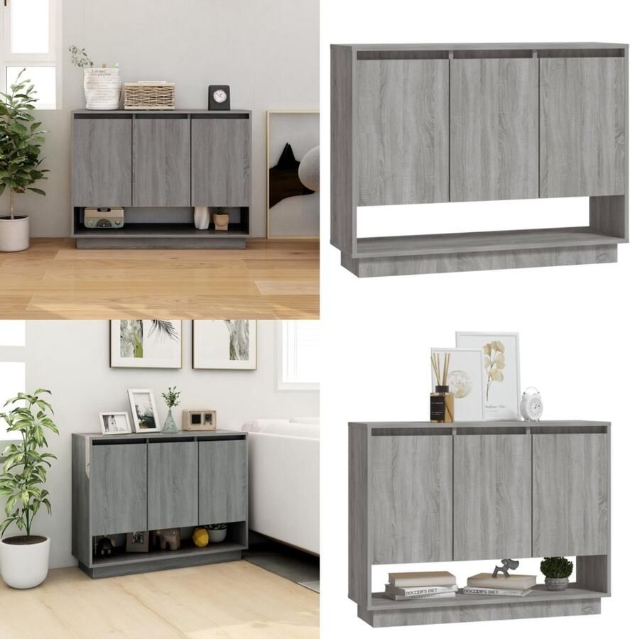 VidaXL Dressoir 97x31x75 cm bewerkt hout grijs sonoma eikenkleurig Dressoir Dressoirs Kast Opbergkast