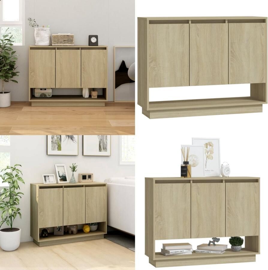 VidaXL Dressoir 97x31x75 cm bewerkt hout sonoma eikenkleurig Dressoir Dressoirs Kast Opbergkast