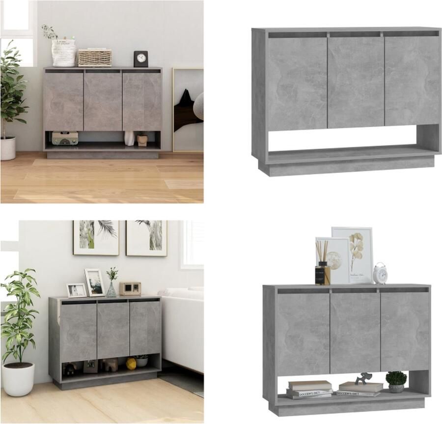 VidaXL Dressoir 97x31x75 cm spaanplaat betongrijs Dressoir Dressoirs Kast Opbergkast
