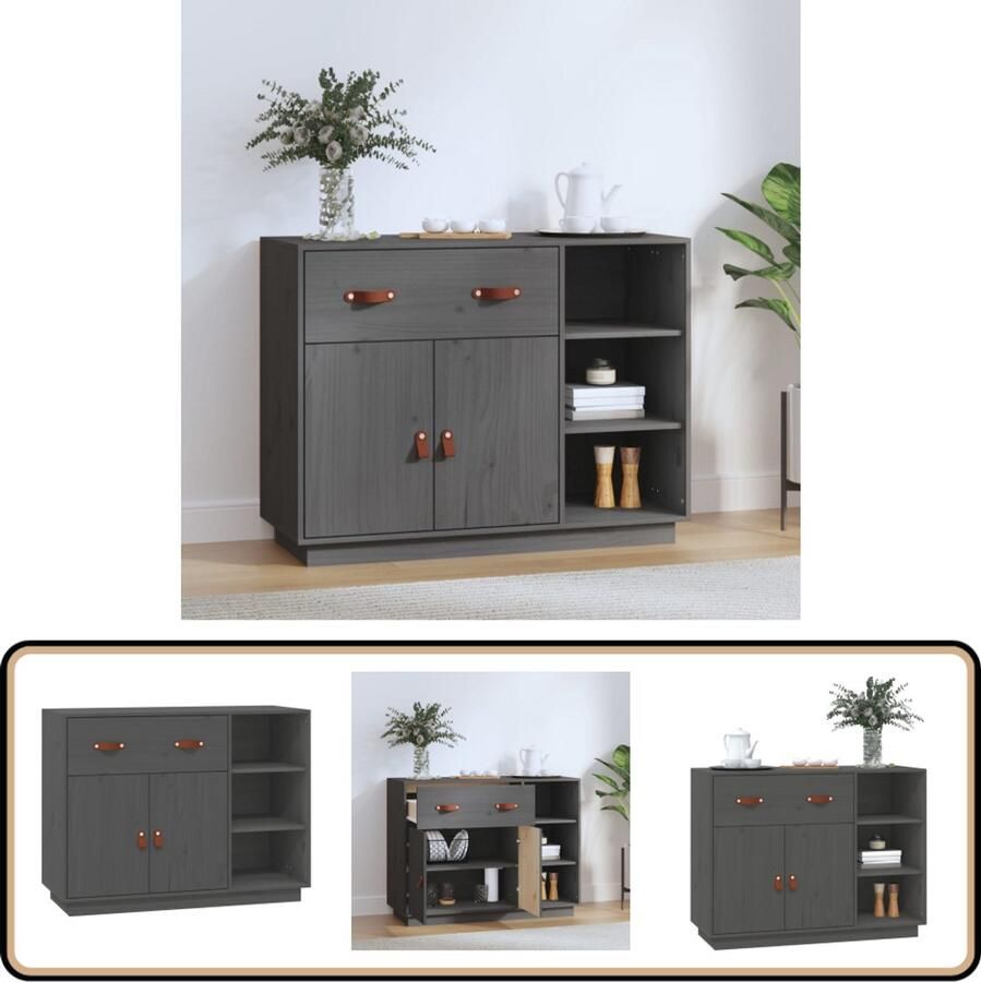 VidaXL Dressoir 98 5x40x75 cm Massief Grenenhout Dressoir Grenoble Hout Vintage Dressoir Landelijke Woonkamer Opbergmeubels