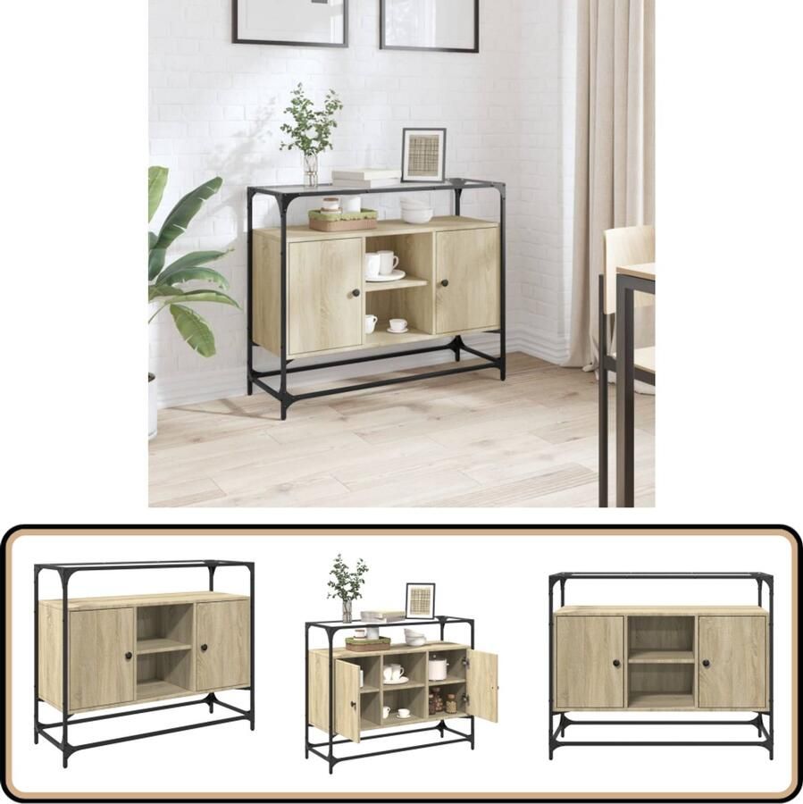 VidaXL Dressoir 98x35x81 cm Sonoma eiken Hout Dressoir Bijzettafel Salontafel Houten Dressoir Opbergkast