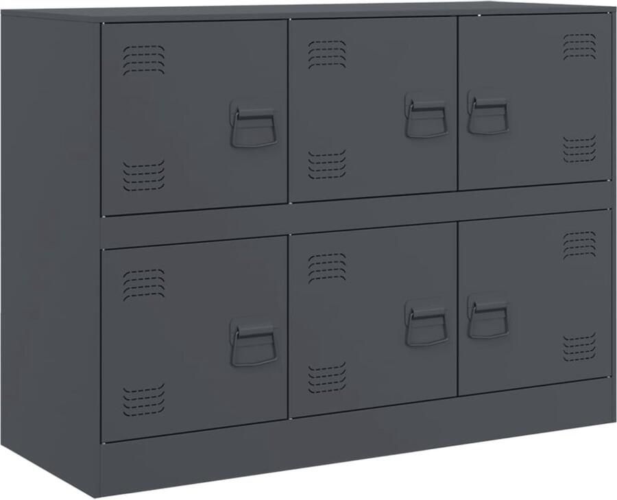 VidaXL -Dressoir-99x39x73-cm-staal-antracietkleurig - Foto 2