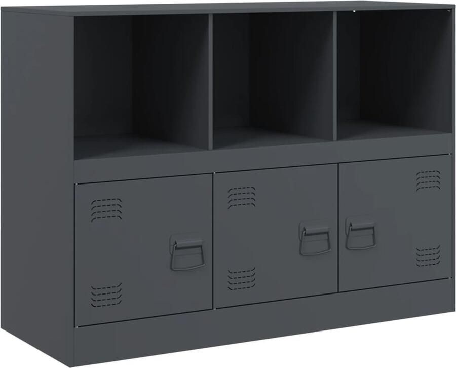 VidaXL -Dressoir-99x39x73-cm-staal-antracietkleurig