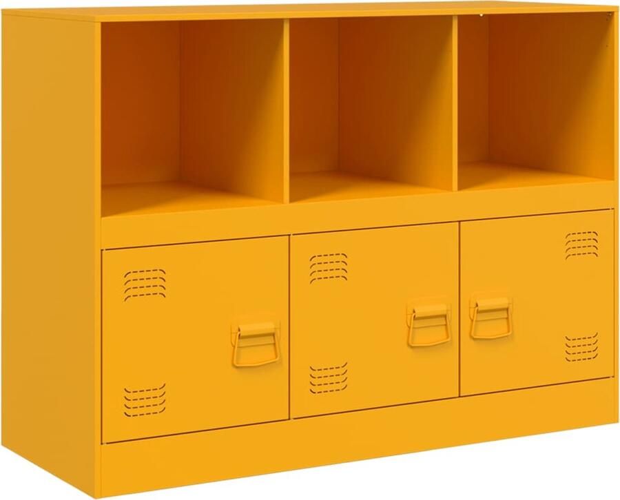 VidaXL -Dressoir-99x39x73-cm-staal-mosterdgeel