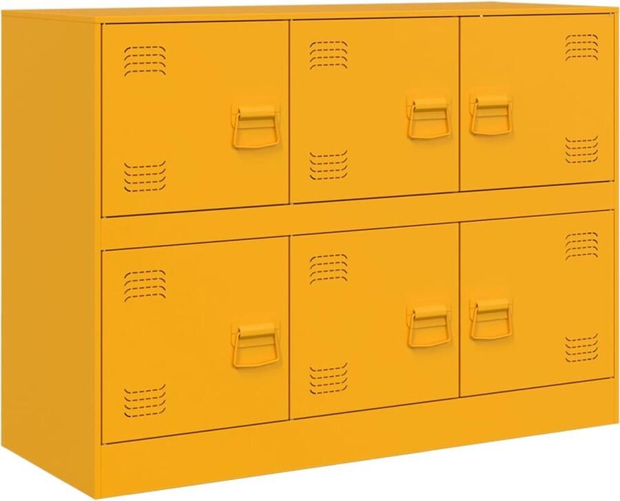 VidaXL -Dressoir-99x39x73-cm-staal-mosterdgeel