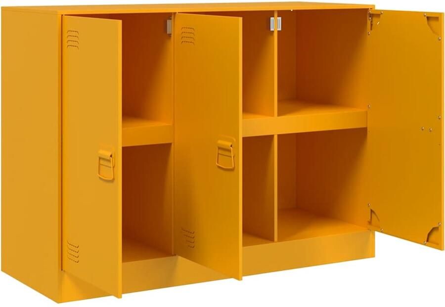VidaXL -Dressoir-99x39x73-cm-staal-mosterdgeel - Foto 4