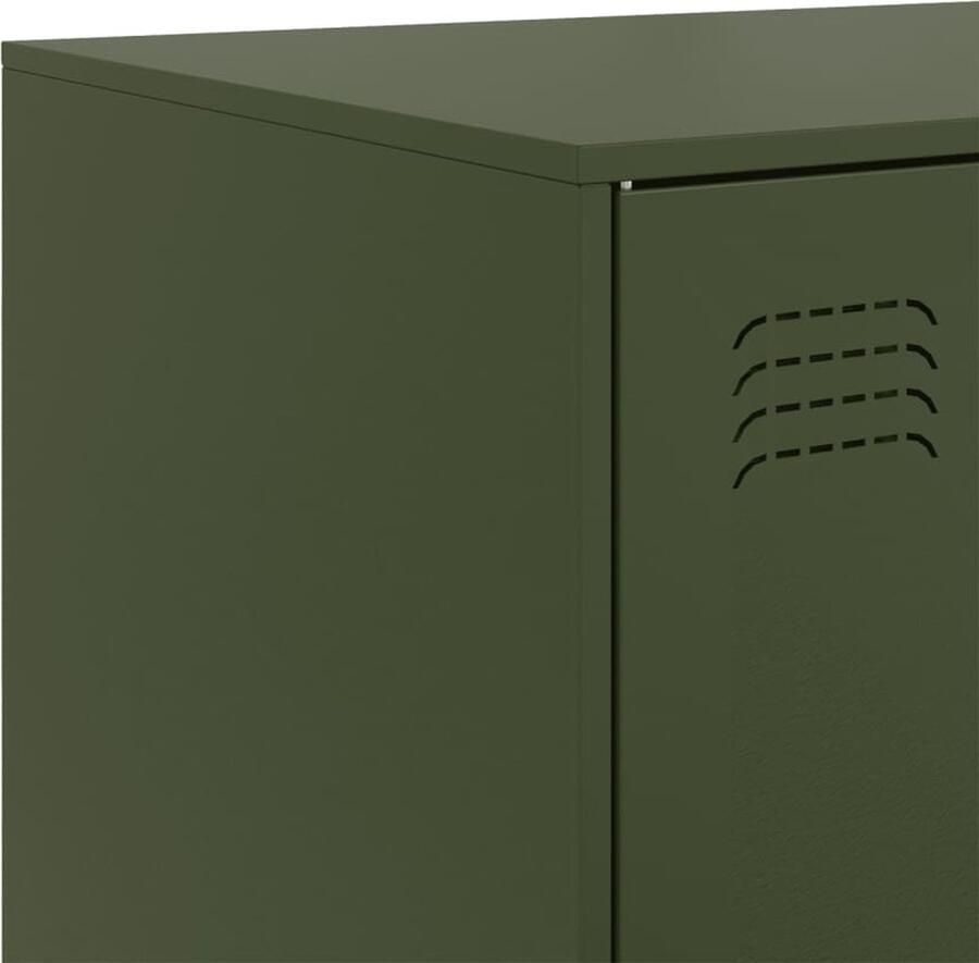 VidaXL -Dressoir-99x39x73-cm-staal-olijfgroen