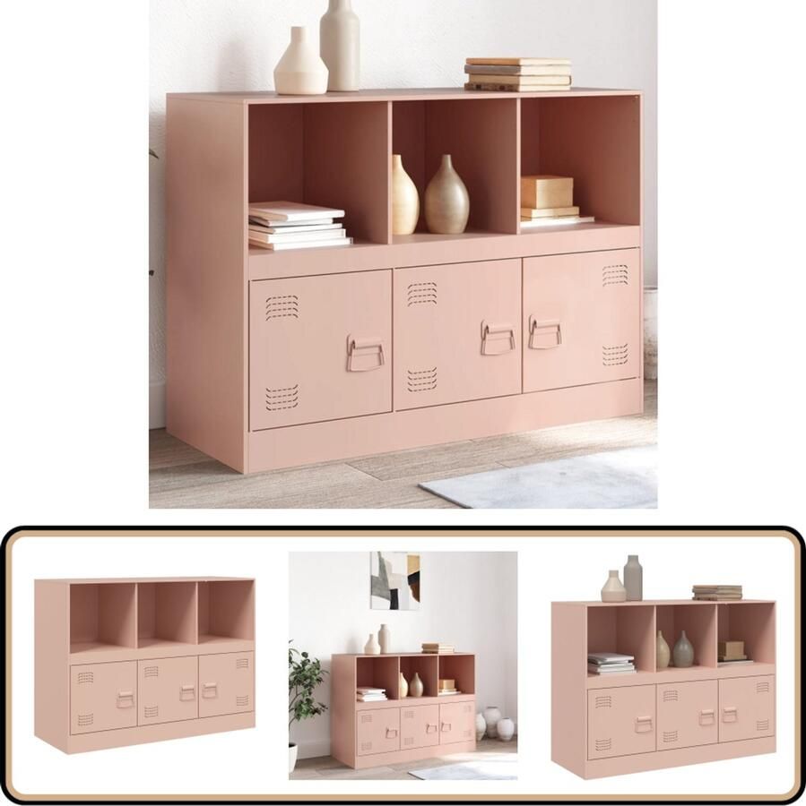 VidaXL Dressoir Roze Staal 99x39x73 cm Dressoir Tv-meubel Roestvrijstalen Dressoir Opbergkast Salontafel