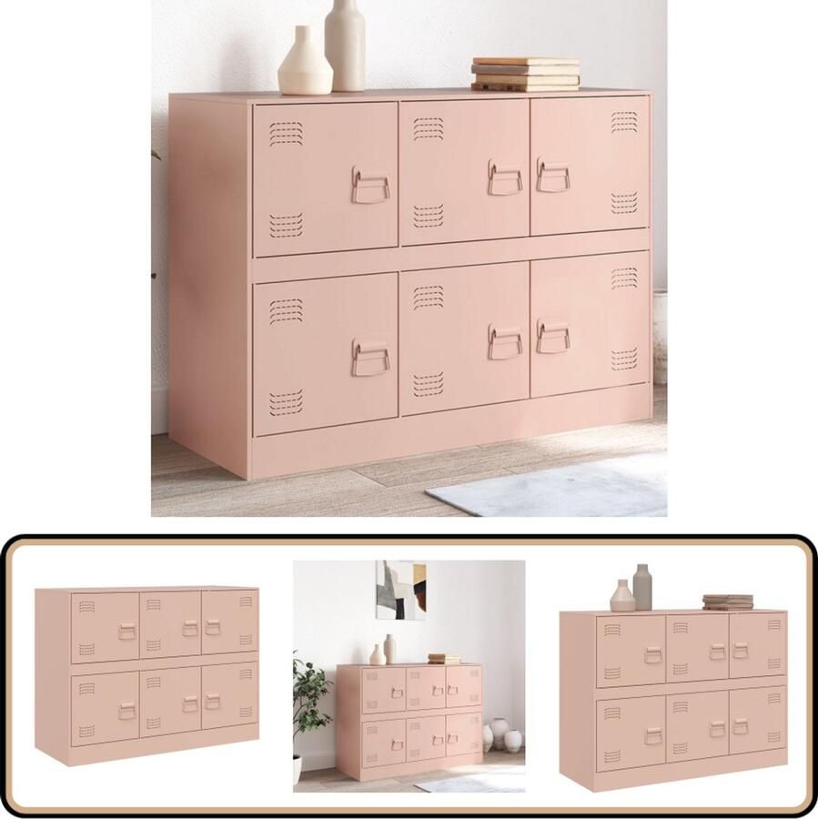VidaXL Dressoir Staal Roze Modern Design Dressoir Tv-meubel Roestvrijstalen Dressoir Roze Dressoir Opbergkast
