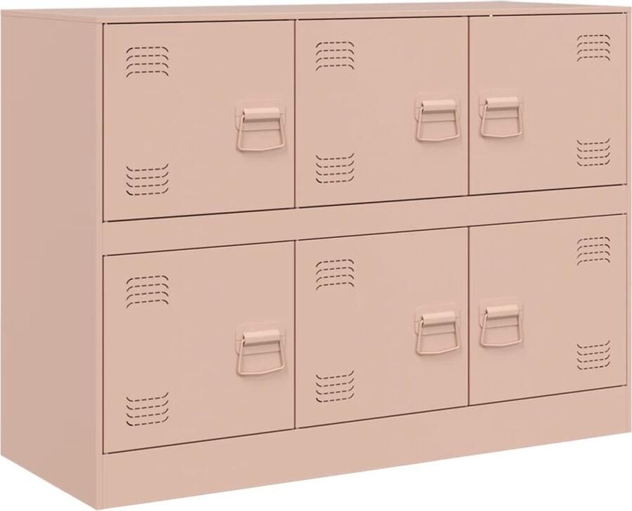 VidaXL -Dressoir-99x39x73-cm-staal-roze