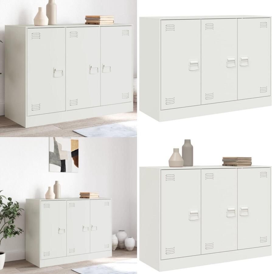 VidaXL Dressoir 99x39x73 cm staal wit Dressoir Dressoirs Opbergkast Wandkast