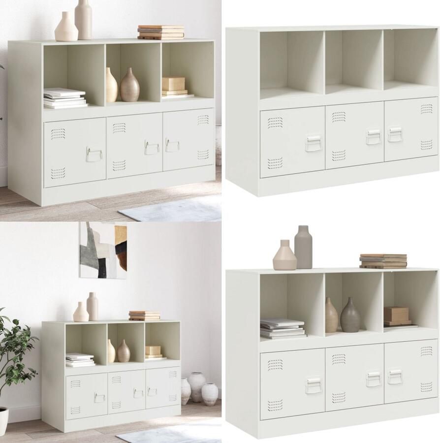 VidaXL Dressoir 99x39x73 cm staal wit Dressoir Dressoirs Opbergkast Wandkast - Foto 2