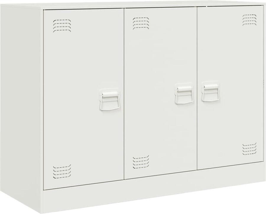 VidaXL Dressoir 99x39x73 cm Wit Staal 3 Schappen Tv-meubel Dressoir Stalen Kast Opbergkast Salontafel - Foto 2