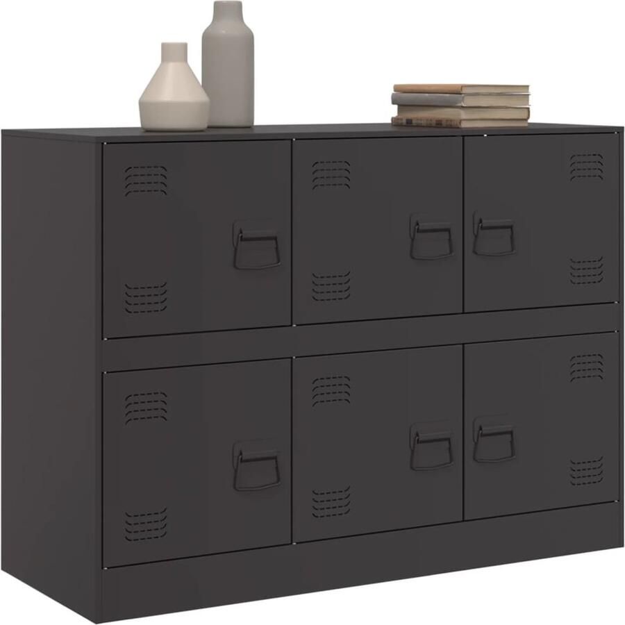 VidaXL -Dressoir-99x39x73-cm-staal-zwart