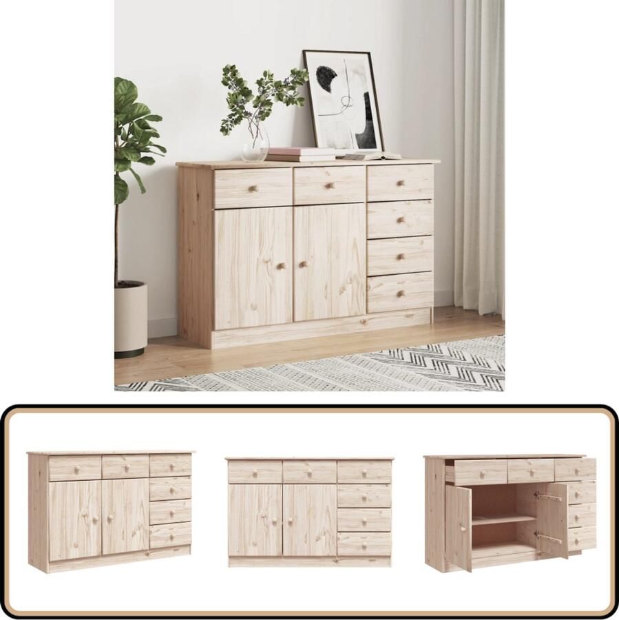 VidaXL Dressoir ALTA 112x35x73 cm Grenenhout Dressoir Houten Dressoir Grenenhouten Dressoir Opbergkast Salontafel