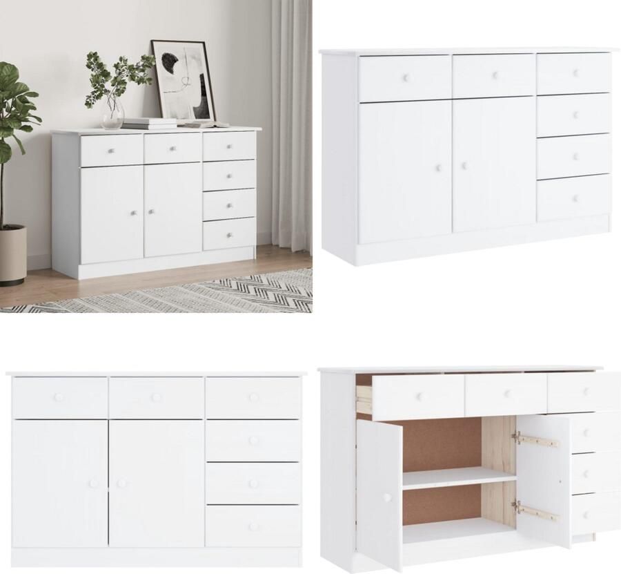 VidaXL Dressoir ALTA 112x35x73 cm massief grenenhout wit Dressoir Dressoirs Opbergkast Wandkast