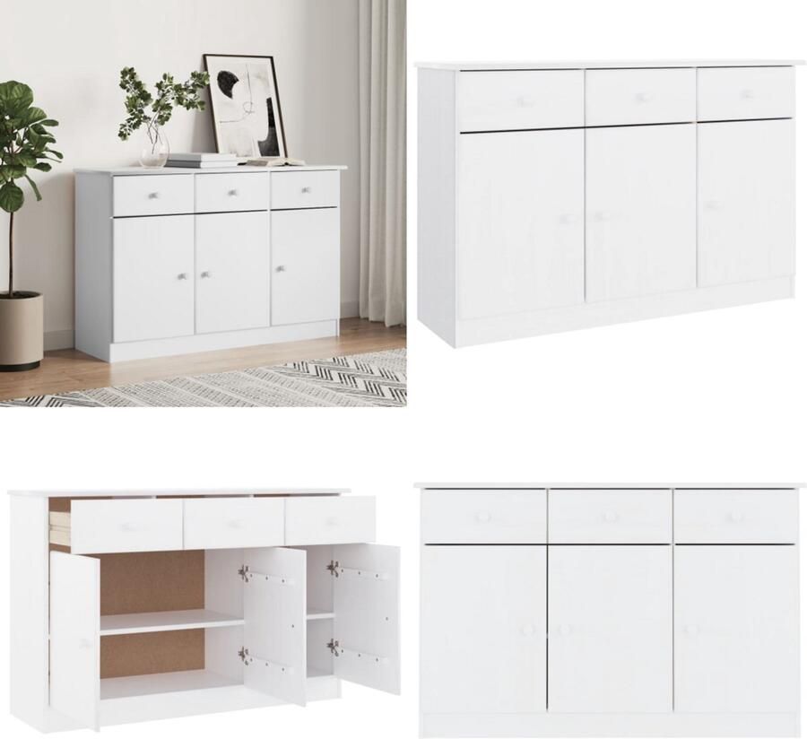 VidaXL Dressoir ALTA 112x35x73 cm massief grenenhout wit Dressoir Dressoirs Opbergkast Wandkast - Foto 2