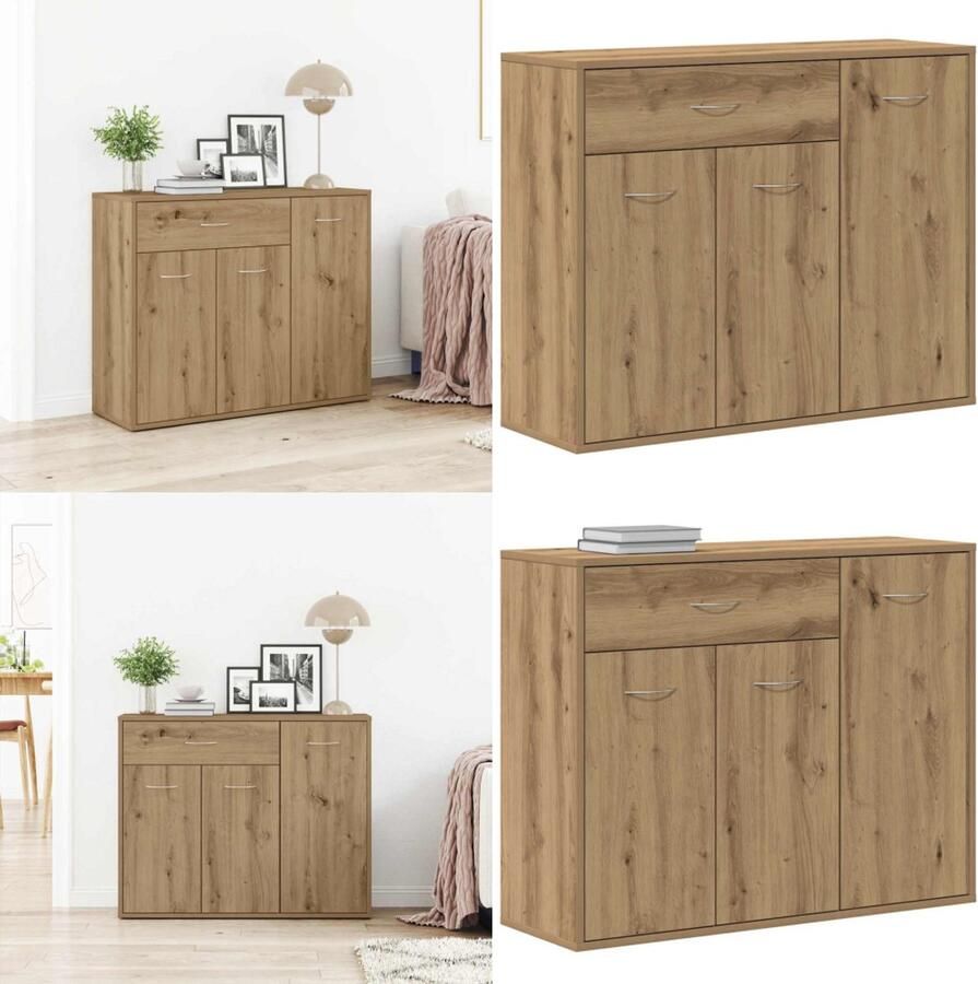 VidaXL Dressoir ambachtelijk spaanplaat hout ambachtelijk eikenkleurig Dressoir Dressoirs Opbergkast Buffet