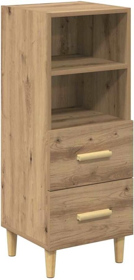 VidaXL Dressoir artisanaal eikenkleurig 34 x 34 5 x 90 cm Bewerkt hout
