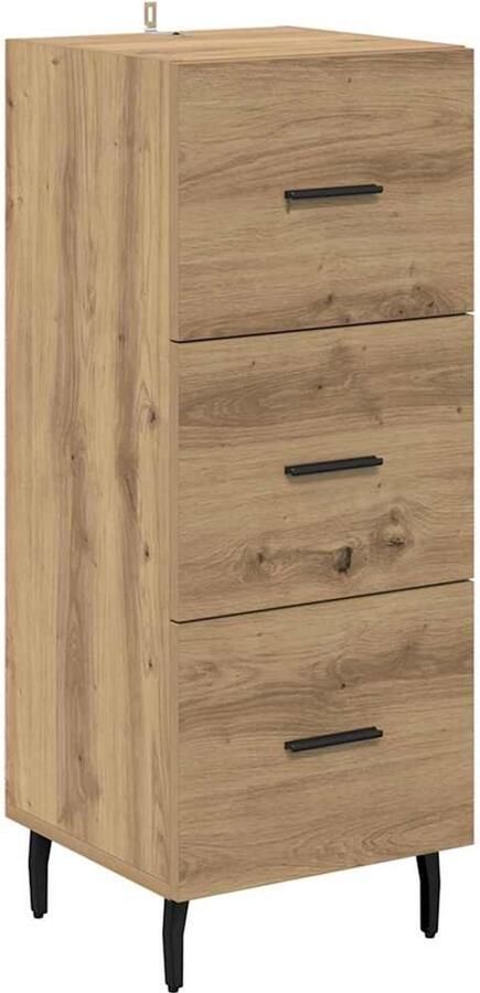 VidaXL Dressoir artisanaal eikenkleurig 34 x 34 5 x 90 cm Bewerkt hout