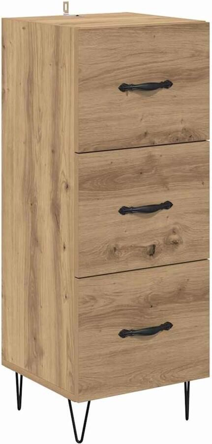 VidaXL Dressoir artisanaal eikenkleurig 34 x 34 5 x 90 cm Bewerkt hout