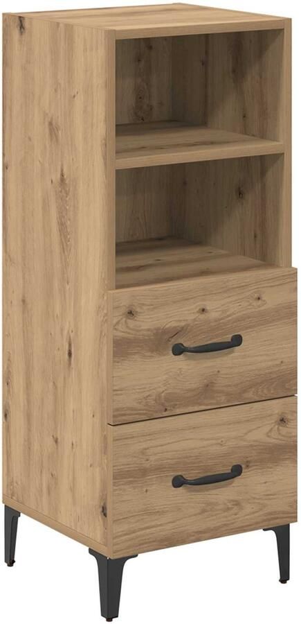 VidaXL Dressoir artisanaal eikenkleurig 34 x 34 5 x 90 cm Bewerkt hout