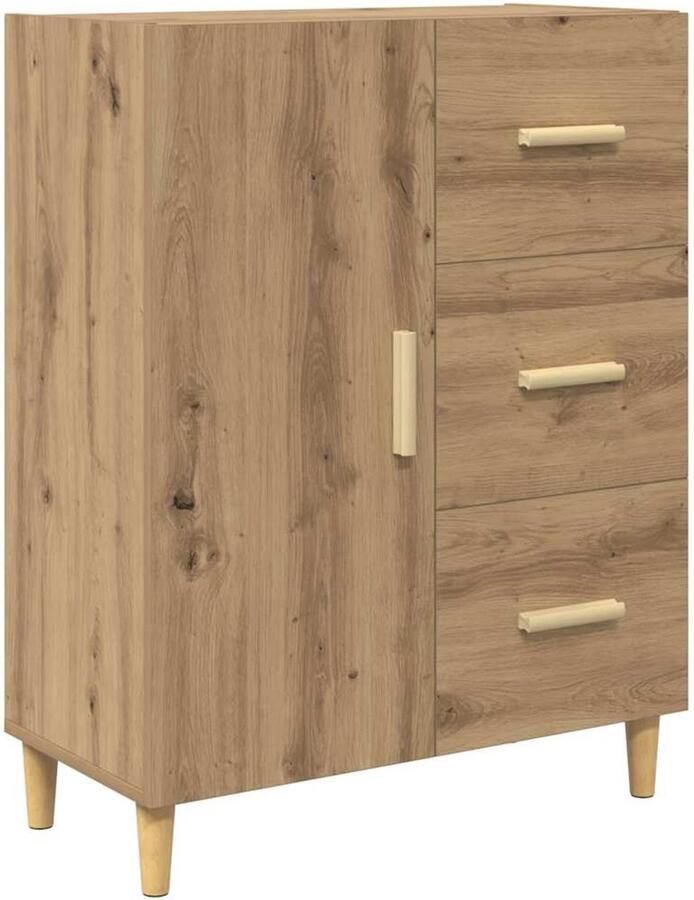 VidaXL Dressoir artisanaal eikenkleurig 34 x 69.5 x 90 cm Bewerkt hout