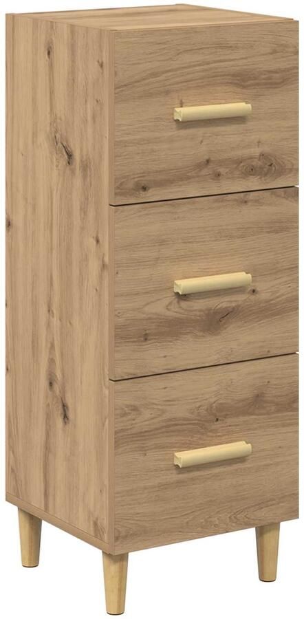 VidaXL Dressoir artisanaal eikenkleurig 34.5 x 34 x 90 cm Bewerkt hout