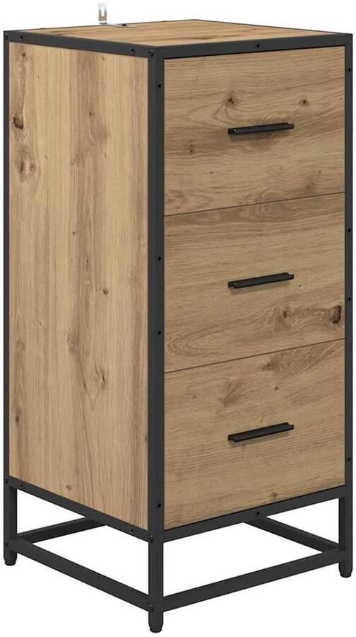 VidaXL Dressoir artisanaal eikenkleurig 35.5 x 35 x 76 cm Bewerkt hout