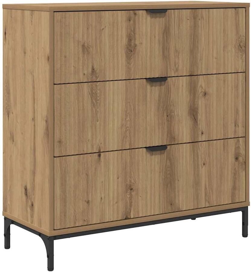 VidaXL Dressoir artisanaal eikenkleurig 79.5 x 33 x 82 cm Bewerkt hout