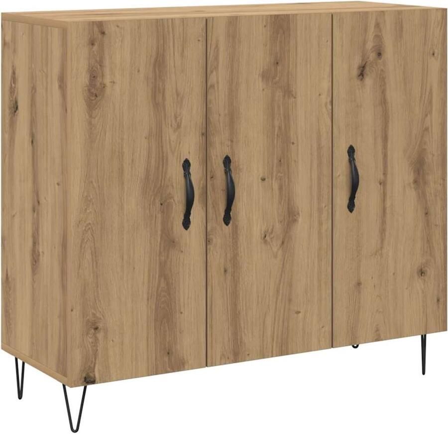 VidaXL Dressoir artisanaal eikenkleurig 90 x 34 x 80 cm Bewerkt hout