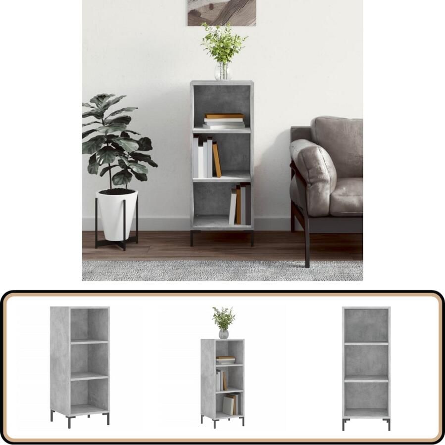 VidaXL Dressoir Betongrijs 90 cm Bewerkte Houtlook Dressoir Commode Houten Dressoir Grijze Dressoir Vintage Dressoir - Foto 4