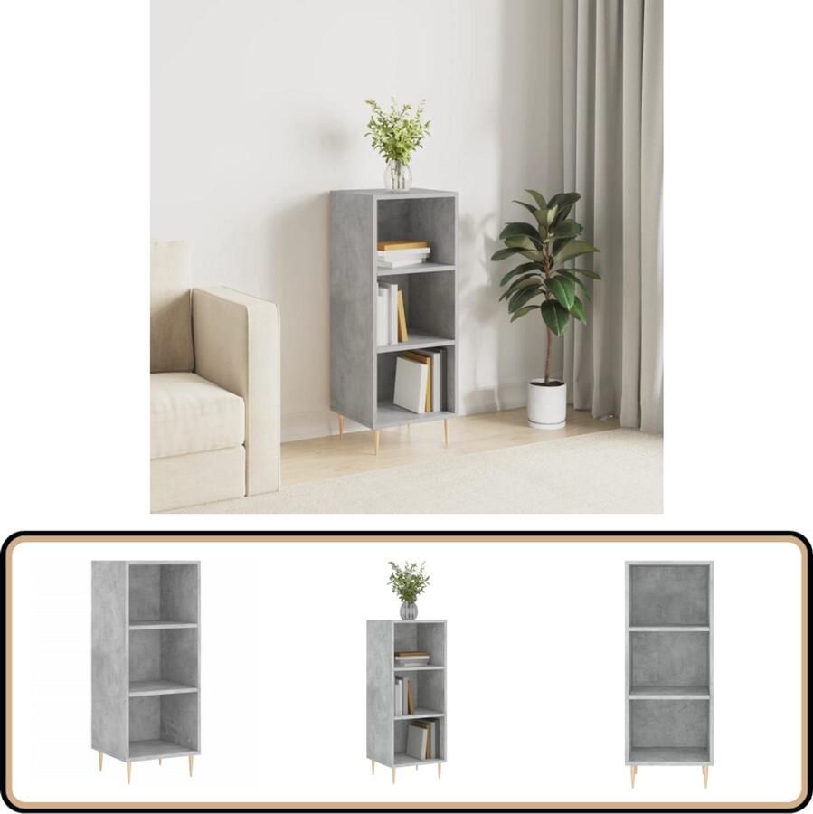 VidaXL Dressoir Betongrijs 90 cm Bewerkte Houtlook Dressoir Commode Houten Dressoir Grijze Dressoir Vintage Dressoir - Foto 3