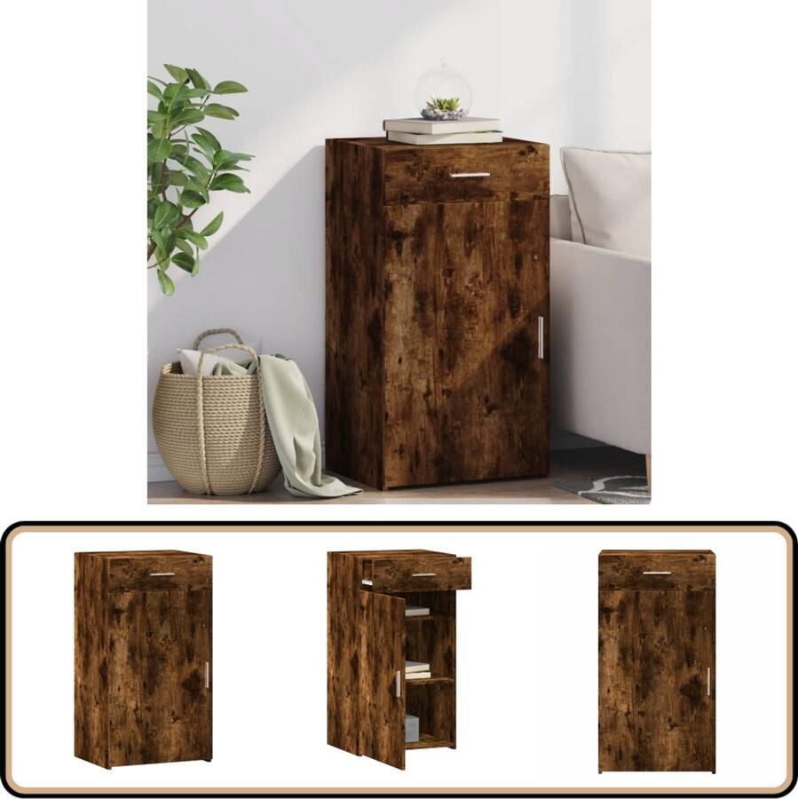 VidaXL Dressoir Bewerkt Hout Gerookt Eiken 50x93 cm Dressoir Houten Dressoir Vintage Dressoir Landelijk Dressoir Opbergkast