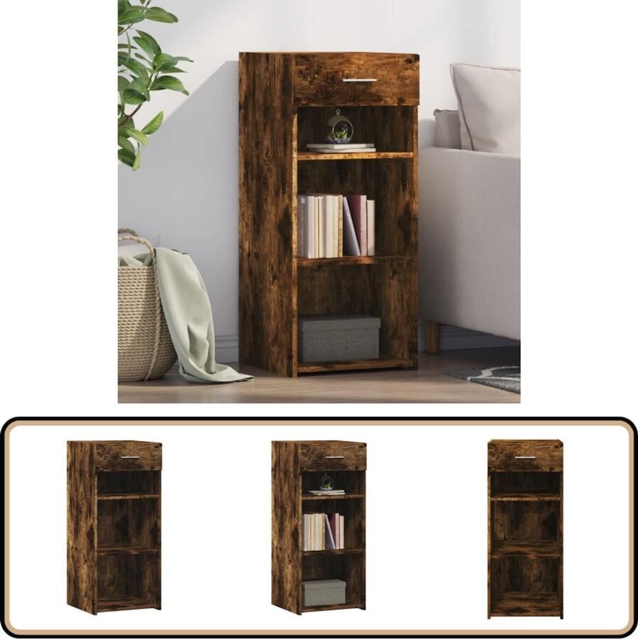 VidaXL Dressoir Bewerkt Hout Gerookt Eiken 93 cm Dressoir Scandinavisch Design Houten Dressoir Opbergkast Ladekast