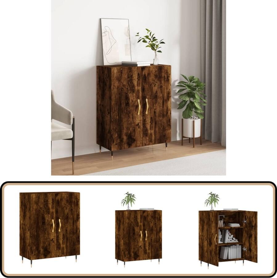 VidaXL Dressoir Bewerkte Hout Gerookt Eiken 69 5x34x90 cm Dressoir Vintage Dressoir Houten Dressoir Landelijk Dressoir Salontafel